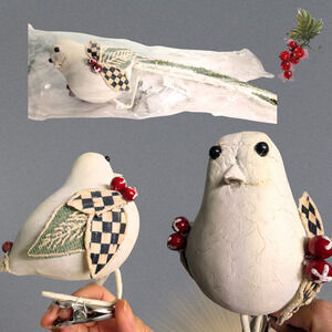 Mackenzie Childs Courtly Check Winged Dove Bird Ornament Clip On Large, One